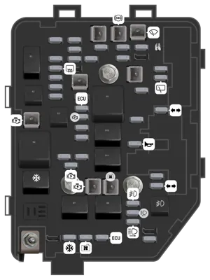 Diagrama de fusibles de Chevrolet Spark 2019 M400 Bloque de fusibles del compartimiento del motor