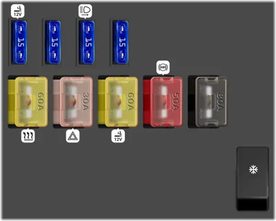 Diagrama de fusibles de Chevrolet Tracker 2001 Bloque de Fusibles del Compartimiento del Motor