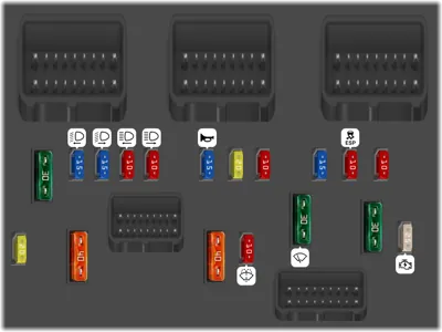 Diagrama de fusibles de Citroën Berlingo 2014 2da gen  Fusibles bajo el capó del motor (Tipo 1)