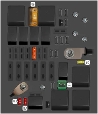 Diagrama de fusibles de Citroën C3 2020 Fusibles en el compartimento del motor
