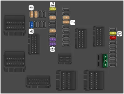 Diagrama de fusibles de Citroën C4 Picasso 2016 Fusibles en el salpicadero Caja 2