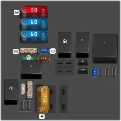 Diagrama de fusibles de Dacia Logan 2018 Fusiblera del motor