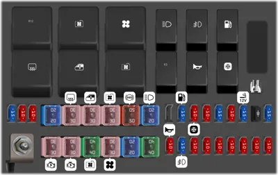 Diagrama de fusibles de Daewoo Tacuma 2001 Caja de fusibles del compartimento del motor