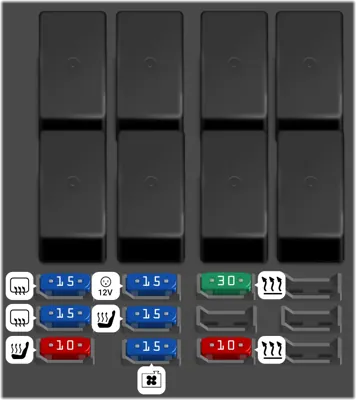 Diagrama de fusibles de Fiat E-Ducato 2024 Caja de fusibles del habitáculo B (Caja de fusibles opcional)