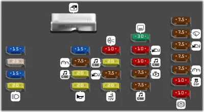 Diagrama de fusibles de Ford Freestyle 2006 Panel de fusibles del compartimento de pasajeros/Caja de conexiones inteligentes (SJB)