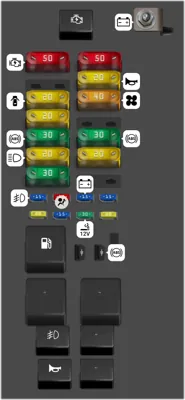 Diagrama de fusibles de Ford Ranger 1997 Caja de fusibles en el motor