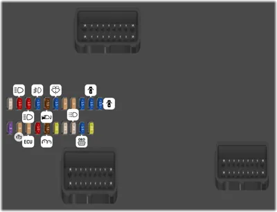 Diagrama de fusibles de Ford Transit 2019 Chasis Caja de fusibles del módulo de control de la carrocería