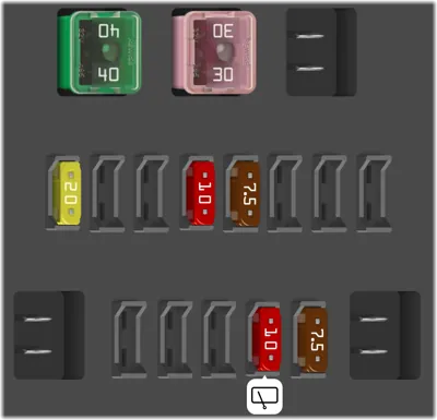 Diagrama de fusibles de Honda Odyssey 2012 Caja de fusibles interior trasera