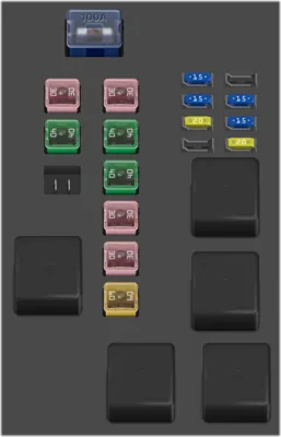 Diagrama de fusibles de Mazda 626 1999 Panel de fusibles del compartimento del motor (Ver.1)