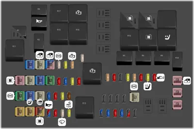 Diagrama de fusibles de Mazda BT-50 2016 Caja de fusibles del compartimiento del motor