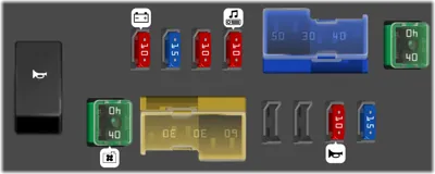 Diagrama de fusibles de Nissan Frontier 2011 D40 Pre-facelift Caja de fusibles en el motor No.2 (Tipo 2)