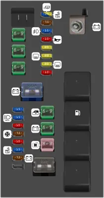 Diagrama de fusibles de Nissan Pathfinder 2002 Caja de fusibles en el motor (Ver.2)