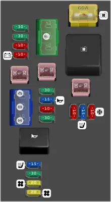 Diagrama de fusibles de Nissan Pathfinder 2014 Caja de fusibles en el motor No. 2 (Ver. 2)