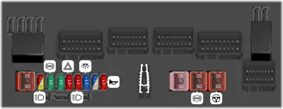 Diagrama de fusibles de Peugeot 107 2011  Caja de fusibles del compartimento motor 