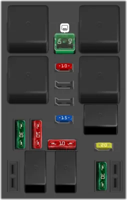 Diagrama de fusibles de Peugeot 208 2015 En la derecha