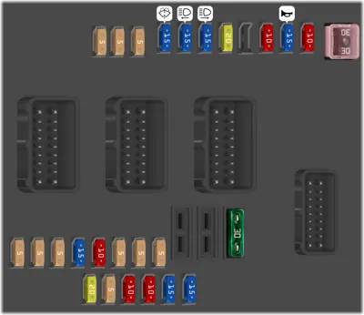 Diagrama de fusibles de Peugeot 508 2011 Fusibles situados en el compartimento motor 