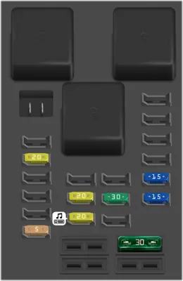 Diagrama de fusibles de Peugeot 508 2016 Fusibles situados detrás de la guantera