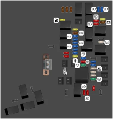 Diagrama de fusibles de Subaru Legacy 2012 Compartimento del motor