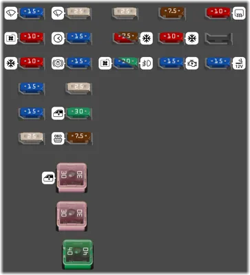 Diagrama de fusibles de Toyota Corolla 2003 Panel de fusibles del compartimiento de pasajeros (Tipo 1)