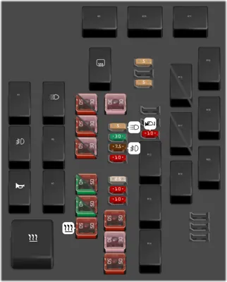 Diagrama de fusibles de Toyota RAV4 2017 Caja de relés adicional del compartimiento del motor