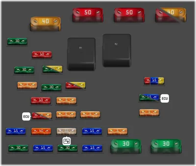 Diagrama de fusibles de Volkswagen Tiguan 2013 Engine compartment fuse box