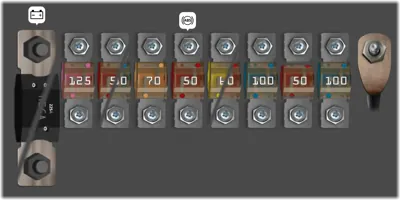 Diagrama de fusibles de Volkswagen Transporter 2011 Segundo panel de fusibles del motor
