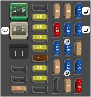 Diagrama de fusibles de Volvo S60 2015 Fusibles debajo de la guantera