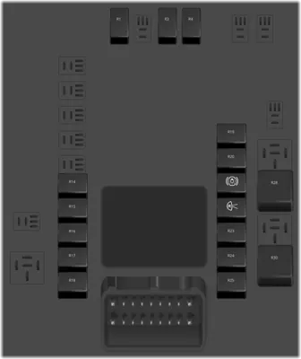 Diagrama de fusibles de Volvo S80 2000 Caja de relés del compartimento de carga