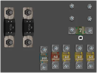 Diagrama de fusibles de Volvo S80 2013 Zona fría del compartimento del motor - Start/Stop* A